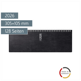 Querterminbuch Mod. septant 2026 | 305×105 mm, Kunststoff, schwarz
